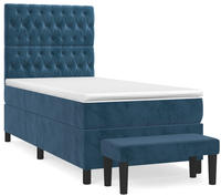 vidaXL Boxspringbett mit Matratze Dunkelblau 100x200 cm Samt
