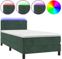 vidaXL Boxspringbett mit Matratze & LED Dunkelgr&uuml;n 90x200 cm Samt