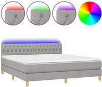 vidaXL Boxspringbett mit Matratze & LED Hellgrau 160x200 cm Stoff
