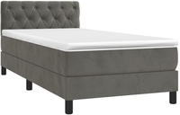 vidaXL Boxspringbett mit Matratze Dunkelgrau 80x200 cm Samt