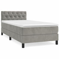 vidaXL Boxspringbett mit Matratze Hellgrau 80x200 cm Samt