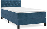 vidaXL Boxspringbett mit Matratze Dunkelblau 80x200 cm Samt
