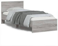 vidaXL Bettgestell mit Kopfteil Grau Sonoma 90x200 cm Holzwerkstoff