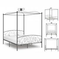 vidaXL Himmelbett-Gestell Grau Metall 160 x 200 cm