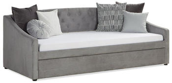 Homestyle4u Polsterbett 2x 90x200cm Cord grau