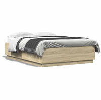 vidaXL Bettgestell Sonoma-Eiche 140x200 cm Holzwerkstoff