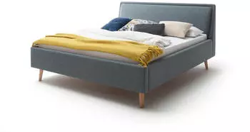 Meise Möbel Frieda 140x200cm ocean mit Holzfuß, Lattenrost und Bettkasten