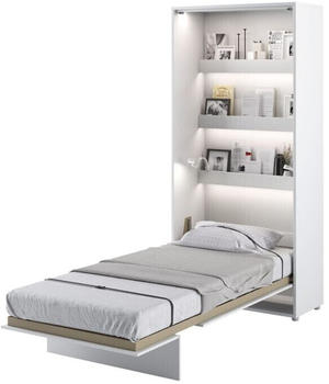 Meblini Bed Concept BC-03 90x200cm vertikal mit Matratze hochglanz-weiß