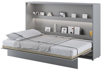 Meblini Bed Concept BC-05 120x200cm horizontal mit Matratze matt-grau