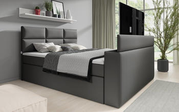 Luxusbetten24 Boxspringbett Carre 140x200cm H4 grey