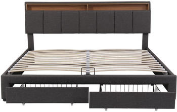 Flieks LED Hydraulisches Doppelbett mit Schubladen 180x200cm
