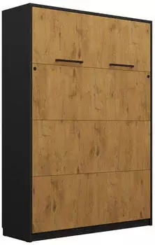 QMM TraumMöbel Schrankbett vertikal MD 160x200cm eiche-lancelot/schwarz