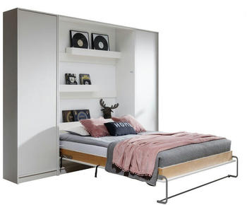QMM TraumMöbel VB 120x200cm vertikal mit Schränken hochglanz-weiß