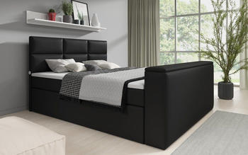 Luxusbetten24 Boxspringbett Carre 140x200cm H3 schwarz
