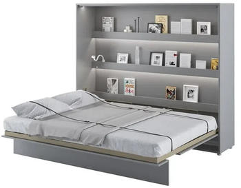 Meblini Bed Concept BC-14 160x200cm horizontal mit Matratze matt-grau
