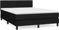 vidaXL Boxspringbett mit Matratze Schwarz 140x200 cm Stoff