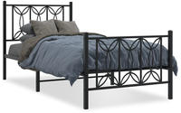 vidaXL Bettgestell mit Kopf- und Fu&szlig;teil Metall Schwarz 90x200 cm