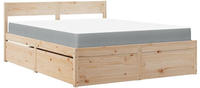 vidaXL Bett mit Schubladen und Matratze 160x200 cm Massivholz Kiefer