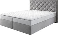 DELIFE Boxspringbett Dream-Great 160x200 cm Mikrofaser Grau mit Matratze und Topper,