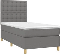 vidaXL Boxspringbett mit Matratze & LED Dunkelgrau 100x200 cm Stoff