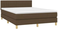 vidaXL Boxspringbett mit Matratze & LED Dunkelbraun 140x200 cm Stoff