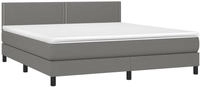 vidaXL Boxspringbett mit Matratze & LED Dunkelgrau 180x200 cm Stoff