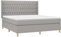 vidaXL Boxspringbett mit Matratze & LED Hellgrau 180x200 cm Stoff
