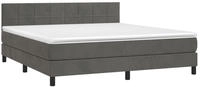 vidaXL Boxspringbett mit Matratze & LED Dunkelgrau 180x200 cm Samt