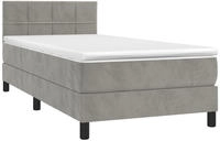 vidaXL Boxspringbett mit Matratze & LED Hellgrau 90x200 cm Samt