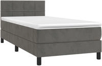 vidaXL Boxspringbett mit Matratze & LED Dunkelgrau 90x200 cm Samt