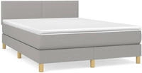 vidaXL Boxspringbett mit Matratze Hellgrau 140x200 cm Stoff
