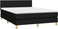 vidaXL Boxspringbett mit Matratze Schwarz 140x200 cm Stoff