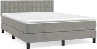 vidaXL Boxspringbett mit Matratze Hellgrau 140x200 cm Samt