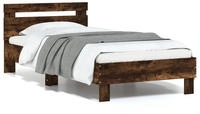 vidaXL Bettgestell mit Kopfteil R&auml;uchereiche 90x200 cm Holzwerkstoff
