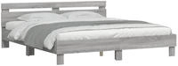 vidaXL Bettgestell mit Kopfteil Grau Sonoma 200x200cm Holzwerkstoff