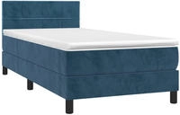 vidaXL Boxspringbett mit Matratze & LED Dunkelblau 90x200 cm Samt