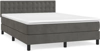 vidaXL Boxspringbett mit Matratze Dunkelgrau 140x200 cm Samt