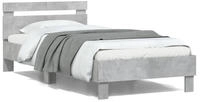 vidaXL Bettgestell mit Kopfteil und LED-Leuchten Betongrau 100x200 cm