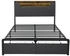 Flieks Polsterbett 140x200cm mit LED / Schublade grau