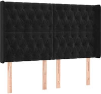 vidaXL Kopfteil mit Ohren Schwarz 147x16x118/128 cm Samt