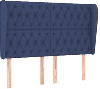 vidaXL Kopfteil mit Ohren Blau 147x23x118/128 cm Stoff