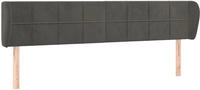 vidaXL Kopfteil mit Ohren Dunkelgrau 183x23x78/88 cm Samt
