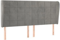vidaXL Kopfteil mit Ohren Hellgrau 163x23x118/128 cm Samt