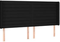 vidaXL Kopfteil mit Ohren Schwarz 183x16x118/128 cm Stoff