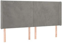 vidaXL Kopfteil mit Ohren Hellgrau 203x16x118/128 cm Samt