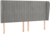 vidaXL Kopfteil mit Ohren Hellgrau 203x23x118/128 cm Samt