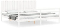 vidaXL Massivholzbett mit Kopfteil Wei&szlig; 200x200 cm