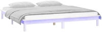 vidaXL Massivholzbett mit LEDs Wei&szlig; 140x190 cm