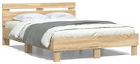 vidaXL Bettgestell mit Kopfteil Sonoma-Eiche 135x190 cm Holzwerkstoff
