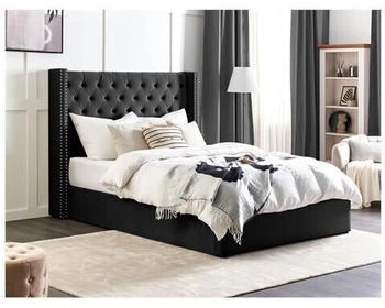 Beliani Schwarzes und silbernes Samtbett mit Stauraum, 160 x 200 cm